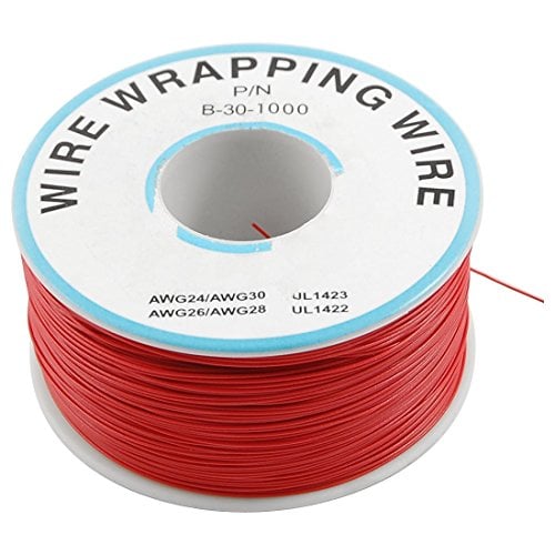 Book Cover RilexAwhile 0.25mm Red Yellow Blue Green White Black Purple Tin-Plated Copper Wire-Wrapping Wire 30AWG 305M /1000ft (red)