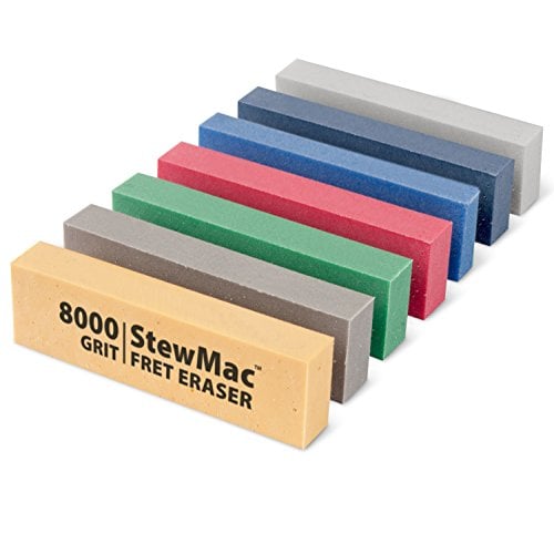 Book Cover StewMac Fret Erasers, Abrasive Rubber Blocks for Polishing Fretwire and Other Metal, Set of 7 Grits