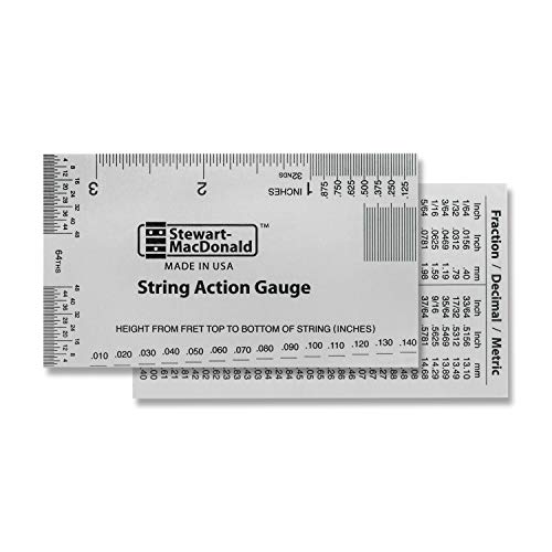 Book Cover StewMac String Action Gauge And Ruler, Inches, Stainless Steel - Designed by StewMac, The Original measuring tool for acoustic and electric guitar, and bass setup