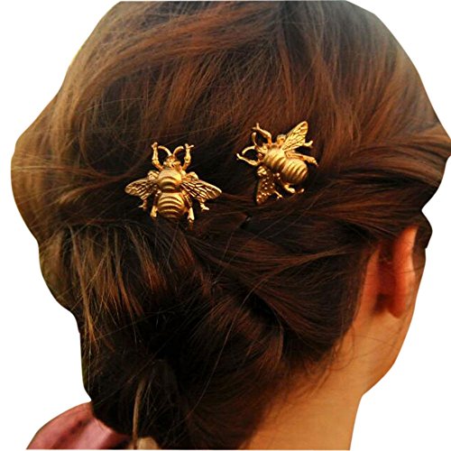 Book Cover Missgrace 2PCS Girl Exquisite Gold Bee Hairpin Side Clip Hair Accessories Bridal Hair Accessories
