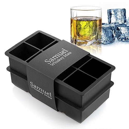 Book Cover Samuelworld Ice Cube Tray Large Size Silicone Flexible 8 Cavity Ice Maker for Whiskey and Cocktails, Keep Drinks Chilled (2pc/Pack)