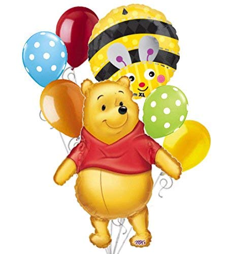 Book Cover 7 pc Winnie the Pooh Big as Life Balloon Bouquet Party Decoration Disney Baby