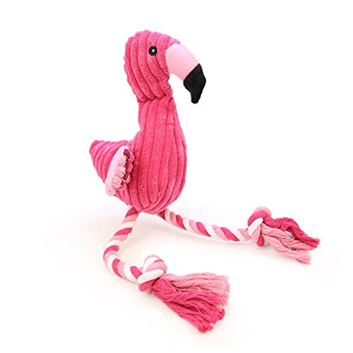 Book Cover MaxS Dog Chew Toy Fluffy Squeaky Pet Dog Teeth Clean Toy Suitable for Large or Medium Breed Dogs (Flamingo)