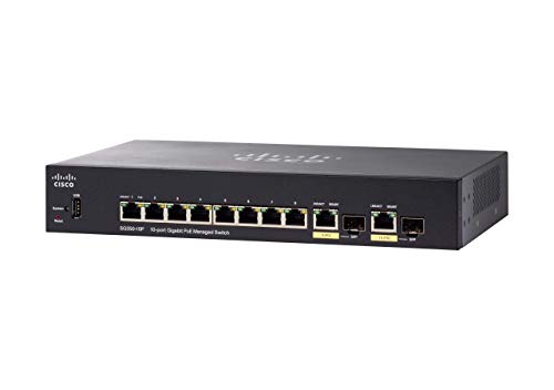 Book Cover Cisco SG350-10P Managed Switch with 10 Gigabit Ethernet (GbE) Ports with 8 Gigabit Ethernet RJ45 Ports and 2 Gigabit Ethernet Combo SFP plus 62W PoE, Limited Lifetime Protection (SG350-10P-K9-NA)