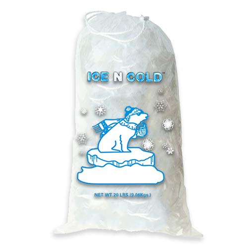 Book Cover ICE N COLD 20 lb Ice Bags with Drawstring Closure | 100ct/cs | 50 mic Thickness | Poratble Storage and Freezer Keeper | Fast Same Day Shipping