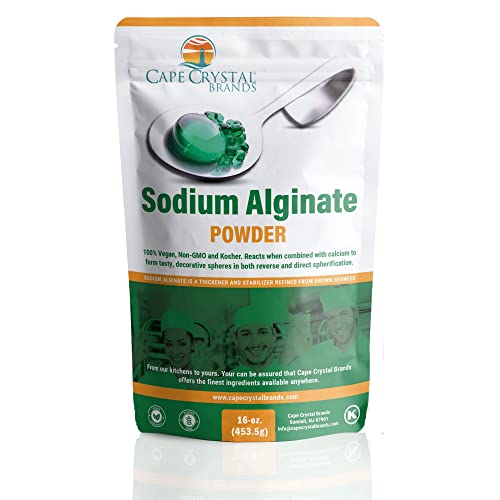 Book Cover Sodium Alginate 100% Food Grade | Natural Thickening Powder & Gelling Agent for Cooking ( 16 Oz)