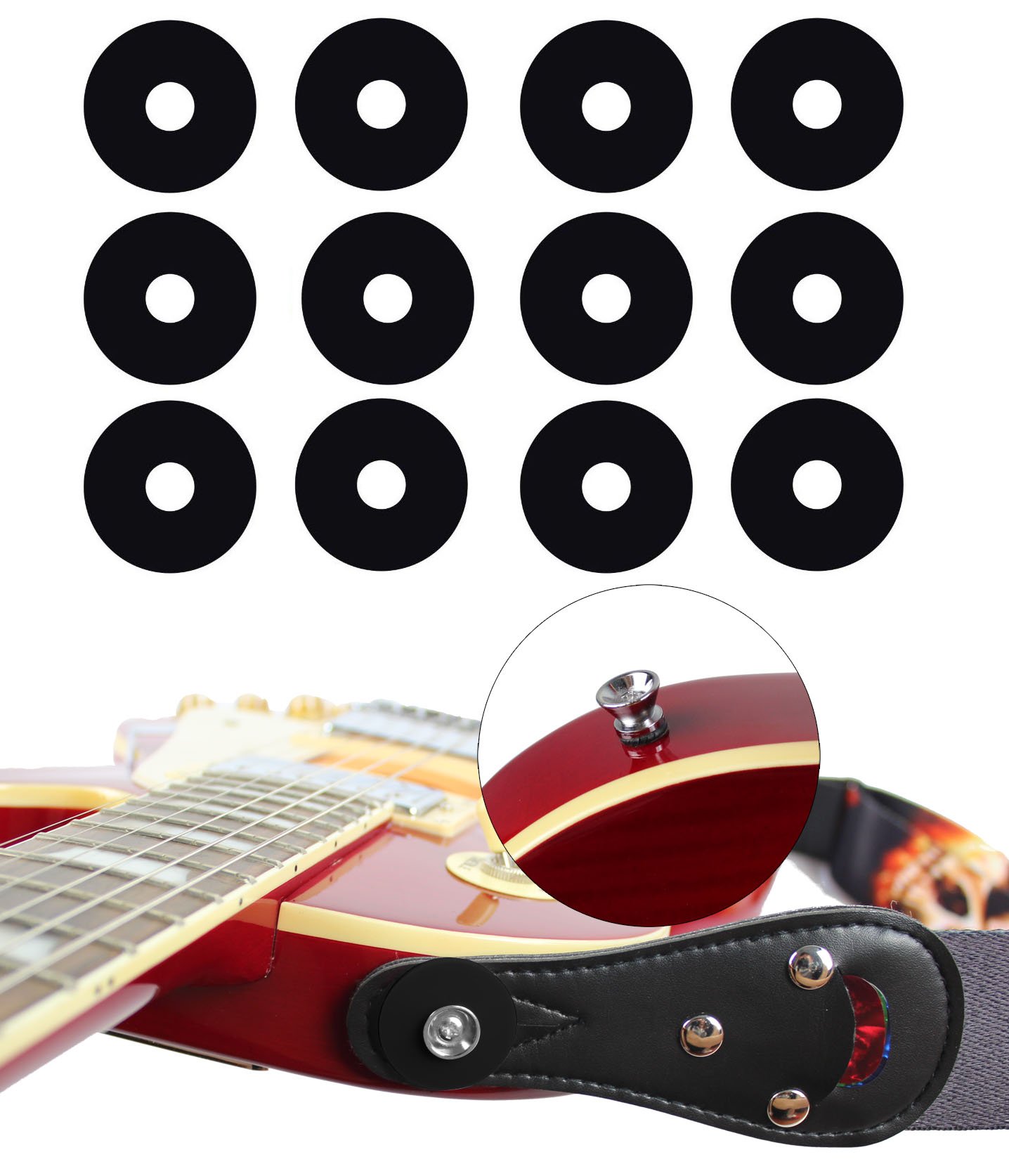 Book Cover YMC Guitar Protector Premium Strap Locks (6 Pair) Black