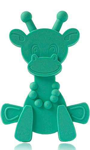 Book Cover Baby Teething Toy Extraordinaire - Little Bambam Giraffe Teether Toys by Bambeado. Our BPA Free Teethers Help take The Stress Out of Teething, from Newborn Baby Through to Infant - Turquoise