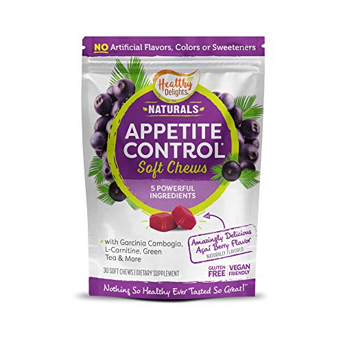 Book Cover Healthy Delights Naturals, Appetite Control Soft Chews, With Garcinia Cambogia, L-Carnitine, Green Tea & More, Delicious Acai Berry Flavor, 30 Count (2057115)