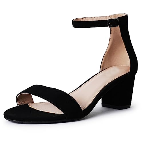 Book Cover J. Adams Daisy Heeled Sandals For Women - Ankle Strap Low Block, Open Toe Dress Pumps, Chunky Heels For Women - Shoes For Women Dressy Sandals - For Bridal Shoes, Wedding Shoes, Womens Summer Sandals