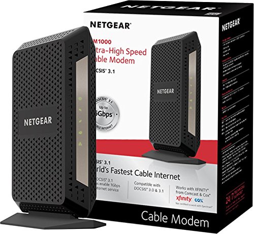 Book Cover NETGEAR Cable Modem DOCSIS 3.1 (CM1000) Gigabit Modem, Compatible with All Major Cable Providers Including Xfinity, Spectrum, Cox, For Cable Plans Up to 1 Gbps