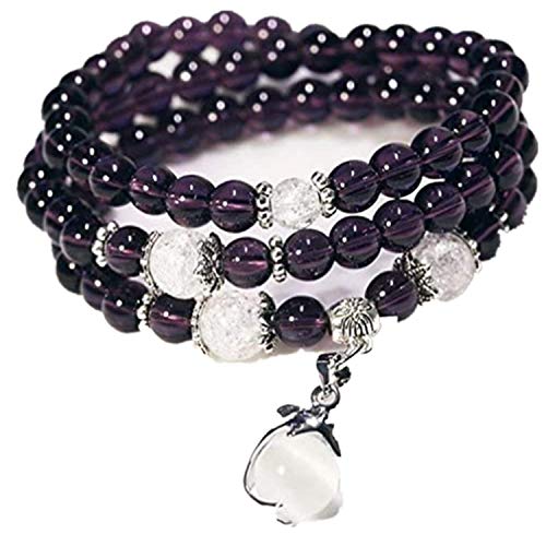 Book Cover Natural Amethyst Bracelet ,6mm Purple Agate Stone Beads Stretchy Bracelet Dolphin Opal Beaded Mala Beads Necklace Healing Chakra Dolphin Opal Mala Beaded for Women