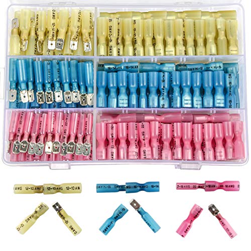 Book Cover Sopoby 220pcs Wire Spade Connectors, Waterproof Heat Shrink Female Male Terminals Fully-Insulated Electrical Crimp Kit