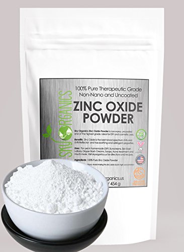 Book Cover Zinc Oxide Powder by Sky Organics (16 oz) Uncoated Non-Nano Zinc Oxide Mineral Powder 100% Pure Zinc for DIY Sunscreen Lotions and Creams