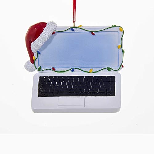 Book Cover Kurt Adler Christmas Laptop with Santas Hat and Christmas Lights Ornament
