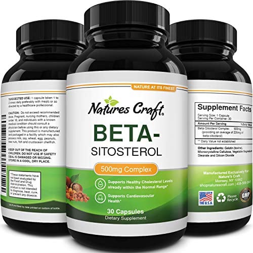 Book Cover Natures Craft Pure Beta-Sitosterol Supplement for Prostate Health Urinary Tract Health Better Bladder Control and Hair Growth Supplement - Beta Sitosterol Prostate Supplement for Men 30 Capsules