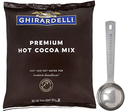 Book Cover Ghirardelli Chocolate - Premium Hot Cocoa 2 lb pouch with Ghirardelli Stamped Barista Spoon