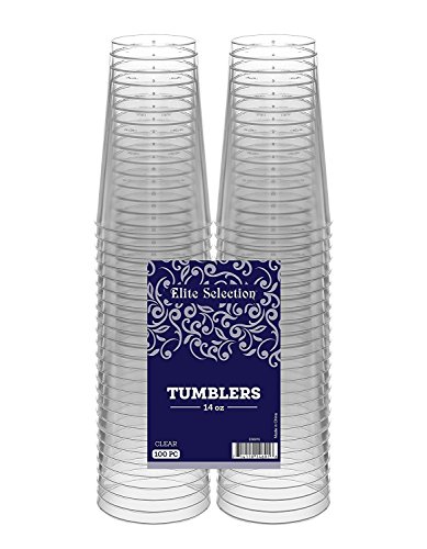 Book Cover Clear Disposable Plastic Cups 14 Oz. Pack Of (100) Fancy Hard Plastic Cups - Party Accessories - Wedding - Cocktails- Tumblers