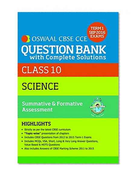 Book Cover Oswaal CBSE CCE Question Bank With Complete Solutions For Class 10 Term I (April to Sep. 2016 ) Science