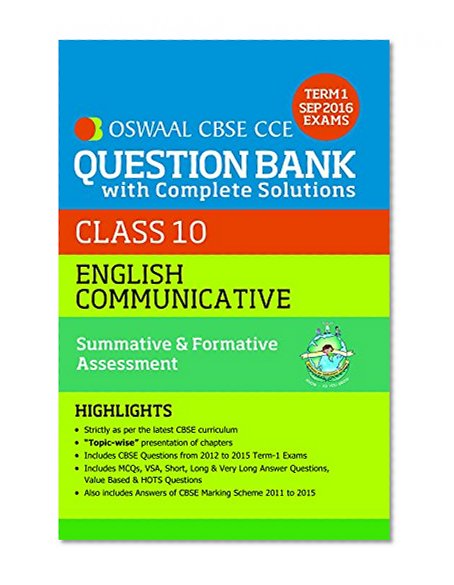 Book Cover Oswaal CBSE CCE Question Bank With Complete Solutions For Class 10 Term I (April to Sep. 2016 ) English Communicative