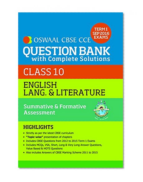 Book Cover Oswaal CBSE CCE Question Bank With Complete Solutions For Class 10 Term I (April to Sep. 2016 ) English Lang. & LIt.