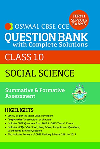 Book Cover Oswaal CBSE CCE Question Bank With Complete Solutions For Class 10 Term I (April to Sep. 2016 ) Social Science