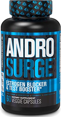 Book Cover Androsurge Estrogen Blocker for Men - Natural Anti-Estrogen, Testosterone Booster & Aromatase Inhibitor Supplement - Boost Muscle Growth & Fat Loss - DIM & 6 More Powerful Ingredients, 60 Veggie Pills