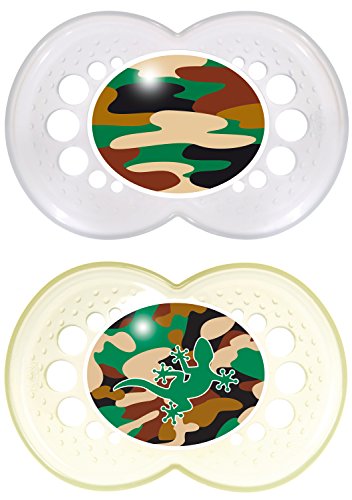 Book Cover MAM Pacifiers, Baby Pacifier 16+ Months, Best Pacifier for Breastfed Babies, 'Camo' Camouflage Designs, Unisex, 2-Count