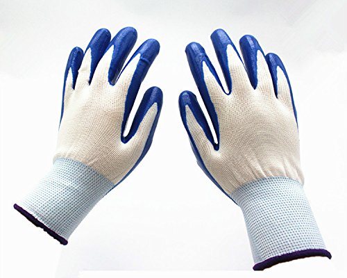 Book Cover 7 Pairs Pack SKYTREE Gardening Gloves, Work Gloves, Comfort Flex Coated, Breathable Nylon Shell, Nitrile Coating, Men's Medium Size (Blue Color or Grey Color).