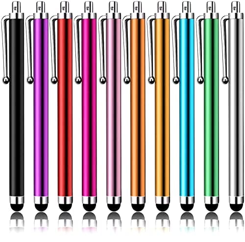 Book Cover Stylus Pens for Touch Screens, LIBERRWAY Pen 10 Pack of Pink Purple Black Green Silver Universal Screen Capacitive Compatible with Kindle ipad iPhone Samsung