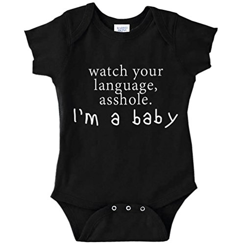 Book Cover Decal Serpent Watch Your Language Asshole, I'm A Baby Funny Baby Bodysuit Infant