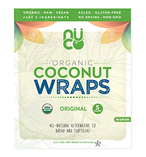 Book Cover NUCO Certified ORGANIC Paleo Gluten Free Vegan Coconut Wraps, 5 Wraps, 2.47 oz
