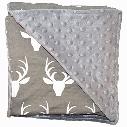 Book Cover Unique Baby Soft Textured Minky Dot Blanket, Moose Grey
