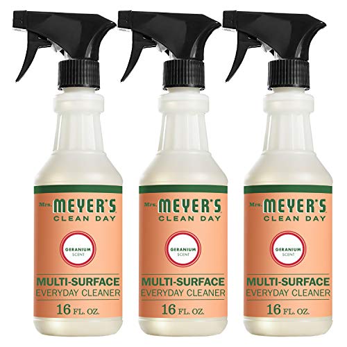 Book Cover Mrs. Meyer's Clean Day Multi-Surface Cleaner Spray, Everyday Cleaning Solution for Countertops, Floors, Walls and More, Geranium, 16 fl oz - Pack of 3 Spray Bottles