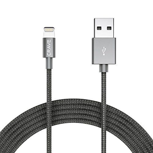 Book Cover Apple MFI Certified Lightning to USB Cable - Crave Premium Nylon Braided Cable 4 FT - Slate