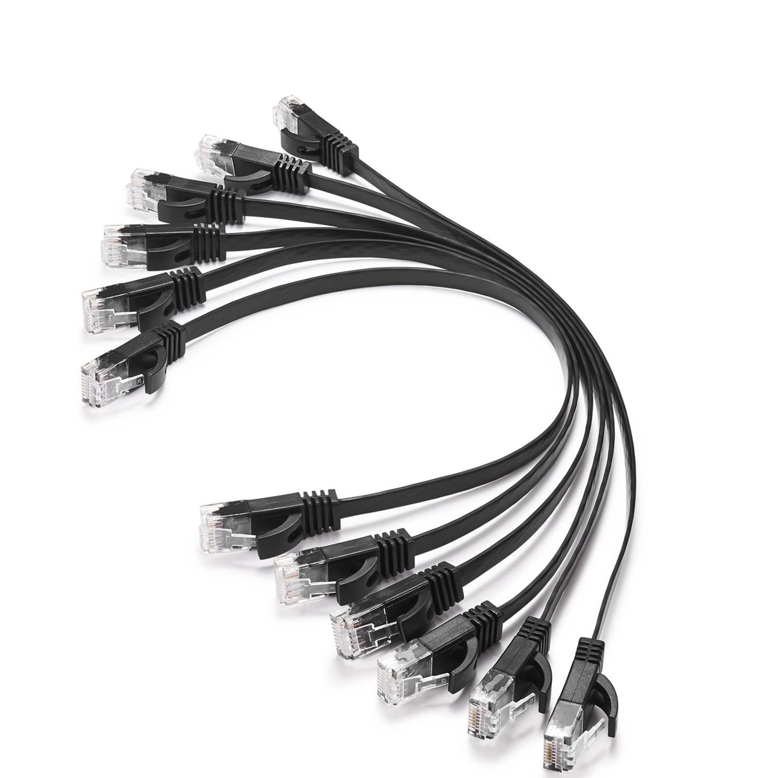 Book Cover Cat 6 Ethernet Cable 1 Ft (6Pack), Outdoor&Indoor, 10Gbps Support Cat7 Network, Heavy Duty Flat Internet LAN Patch Cord, Solid High Speed Weatherproof Cable for Router, Modem, Xbox, PS4, Switch, Black 1ft-6Pack Black
