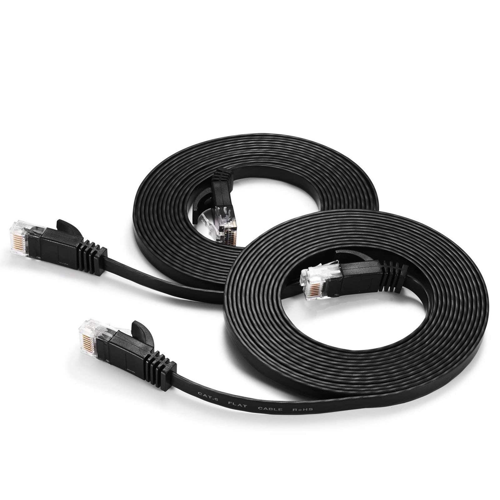 Book Cover Cat6 Ethernet Cable 10 Ft (2Pack), Outdoor&Indoor, 10Gbps Support Cat7 Network, Heavy Duty Flat LAN Internet Patch Cord, Solid Weatherproof High Speed Cable for Router, Modem, Xbox, PS4, Switch, Black 10ft-2Pack Black