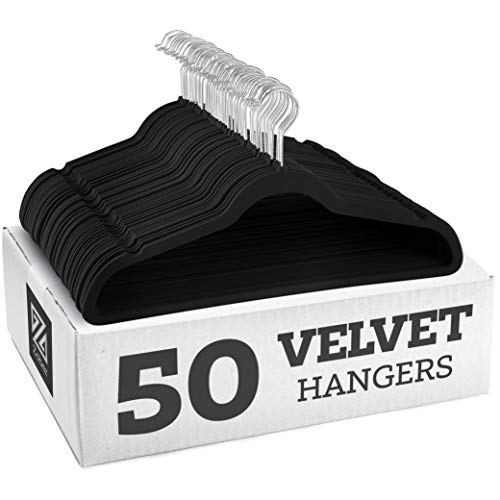 Book Cover Zober Non-Slip Velvet Hangers - Suit Hangers (50-pack) Ultra Thin Space Saving 360 Degree Swivel Hook Strong and Durable Clothes Hangers Hold Up-To 10 Lbs, for Coats, Jackets, Pants, & Dress Clothes