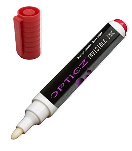 Book Cover Opticz UV Blacklight Reactive Large Tip Invisible Ink Marker, Red