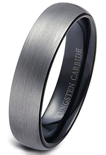 Book Cover Jstyle Jewelry Tungsten Rings Men Wedding Engagement Band Brushed Black 6mm Size 6-14