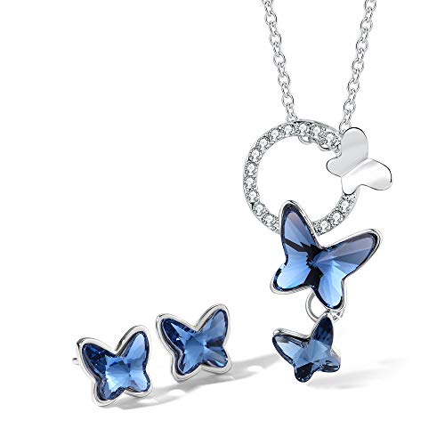 Book Cover T400 Jewelers Dream Chasers Butterfly Pendant Necklace & Earrings Made with Crystal Fashion Jewelry Sets for Women