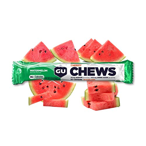 Book Cover GU Energy Chews, Watermelon Energy Gummies with Electrolytes, 18 Packs (144 Chews Total)