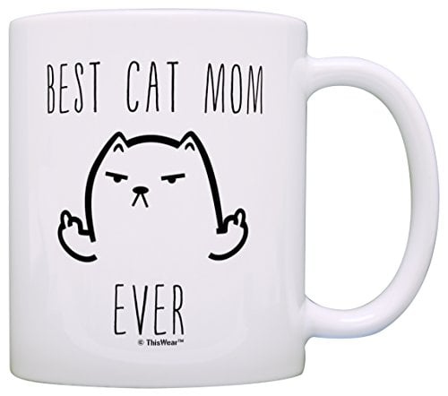 Book Cover Funny Cat Gifts Best Cat Mom Ever Rude Cat Lovers Cat Memes Gift Coffee Mug Tea Cup White