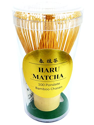 Book Cover HARU MATCHA - MADE IN JAPAN - Traditional Handcarved Golden Bamboo Matcha Whisk (100 Prongs)