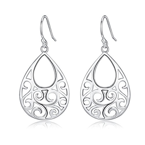 Book Cover Sterling Silver Filigree Minimalist Design Of Peacock Dangle Drop Earrings For Sensitive Ears By Renaissance Jewelry