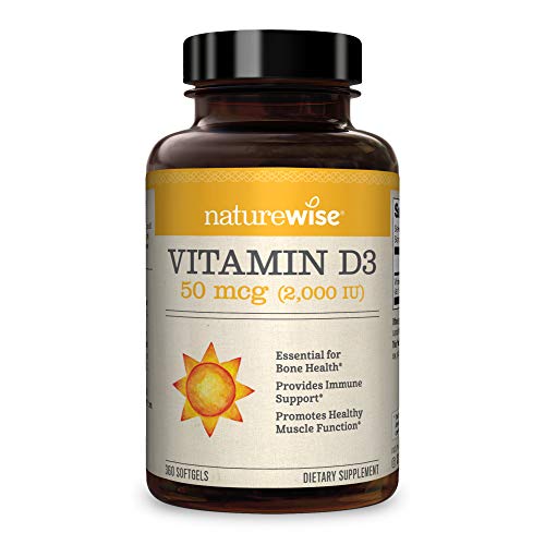 Book Cover NatureWise Vitamin D3 2000iu (50 mcg) 1 Year Supply for Healthy Muscle Function, Bone Health, and Immune Support, Non-GMO, Gluten Free in Cold-Pressed Olive Oil, Packaging May Vary (360 Mini Softgels)