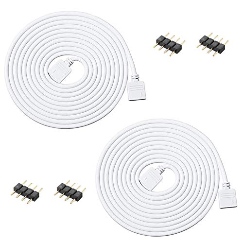 Book Cover VIPMOON 2PCS 5M 16.4ft Extension Cable Connect Female Plug to SMD 5050 RGB LED Strip Light with Free 4pin Connector