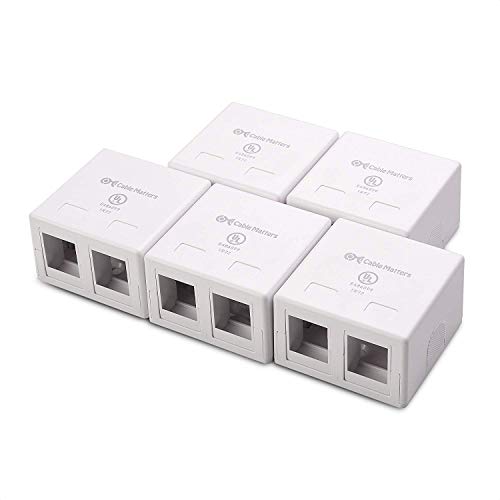 Book Cover Cable Matters UL Listed 5-Pack 2-Port Keystone Jack Surface Mount Box in White