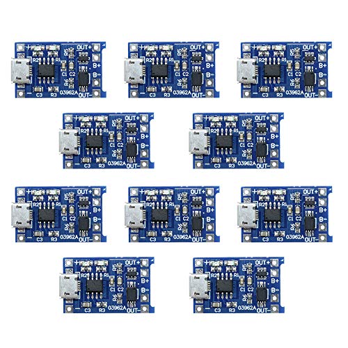 Book Cover Diymore 10pcs Micro USB 5V 1A 18650 TC4056A Lithium Battery Charging Board Charger Module with Dual Protection Function