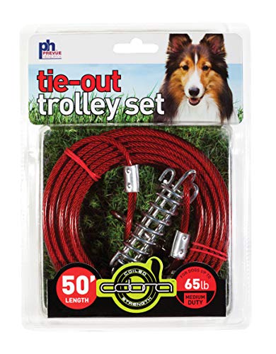 Book Cover Prevue Pet Products 2124 Medium-Duty 50' Tie-Out Cable Trolley Set